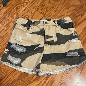North End camo denim shorts